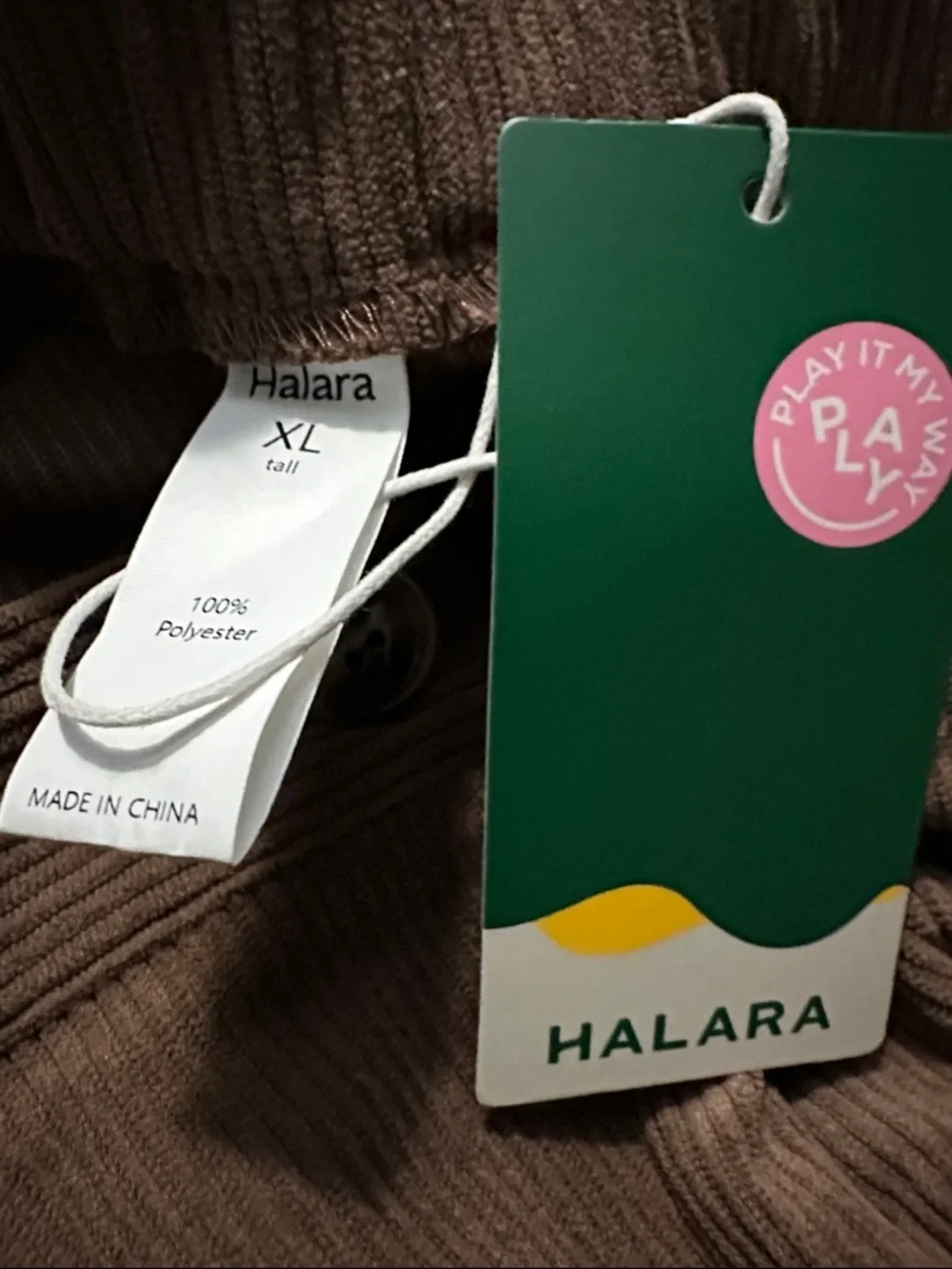 Halara NWT Mid Rise Zipper Pocket Corduroy Casual Pants Acorn XL Tall - Picture 10 of 10